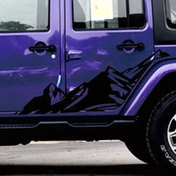 

1 Pair Black Snow Mountain Graphics Car Side Skirt Decal Sticker Suitable For Jeep Wrangler Styling Mouldings