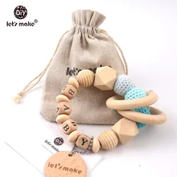 Let's make 1PC Bracelet Wood Ring With Bag BPA Free Wooden Teether Food Grade Materials Custom Name Baby Nursing Accessories Toy Let's make 1PC Bracelet Wood Ring With Bag BPA Free Wooden Teether Food Grade Materials Custom Name Baby Nursing Accessories Toy