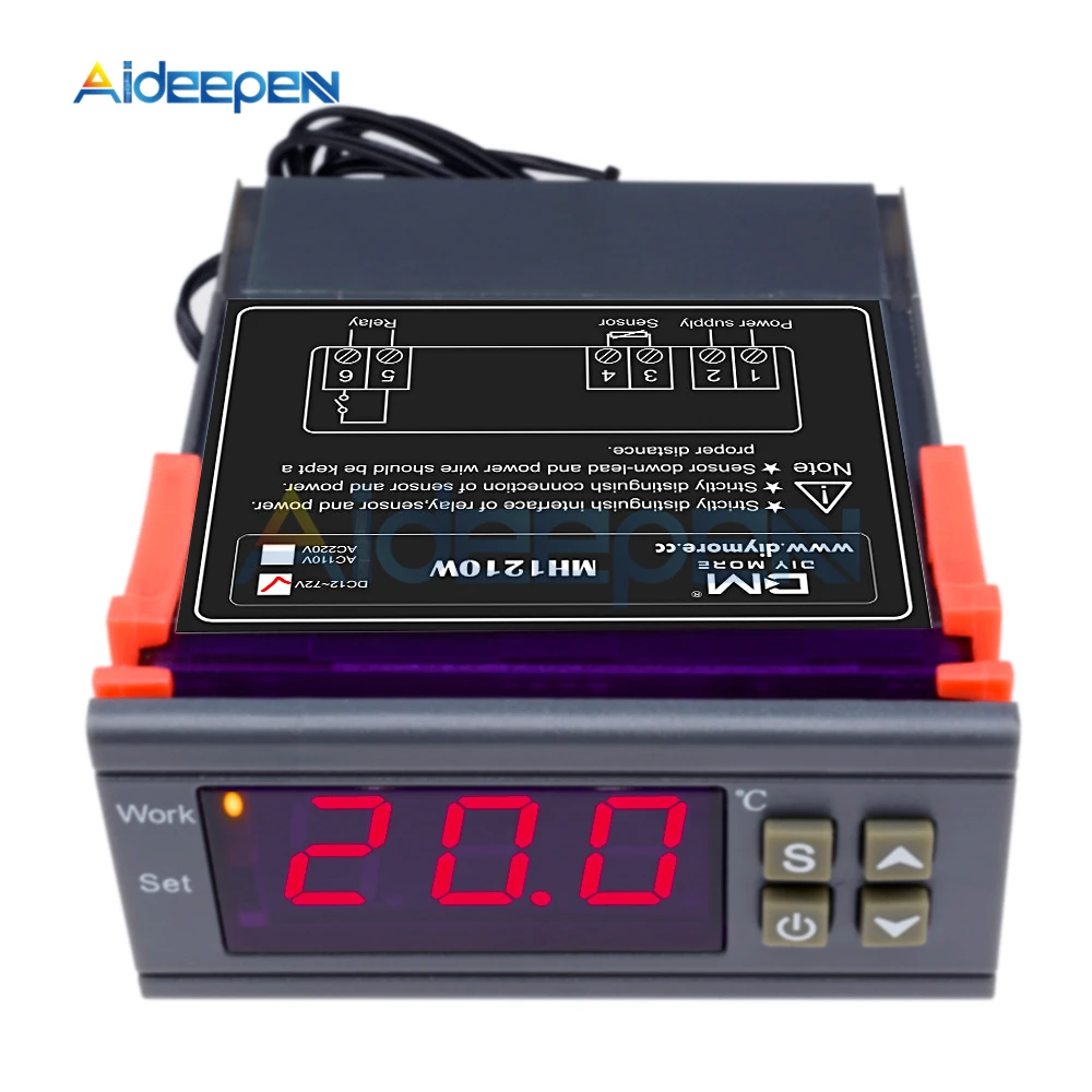 MH1210W цифровой регулятор температуры DC 9 V-72 V 10A регулятор термостата с NTC сенсором-50~ 110C контроль нагрева охлаждения