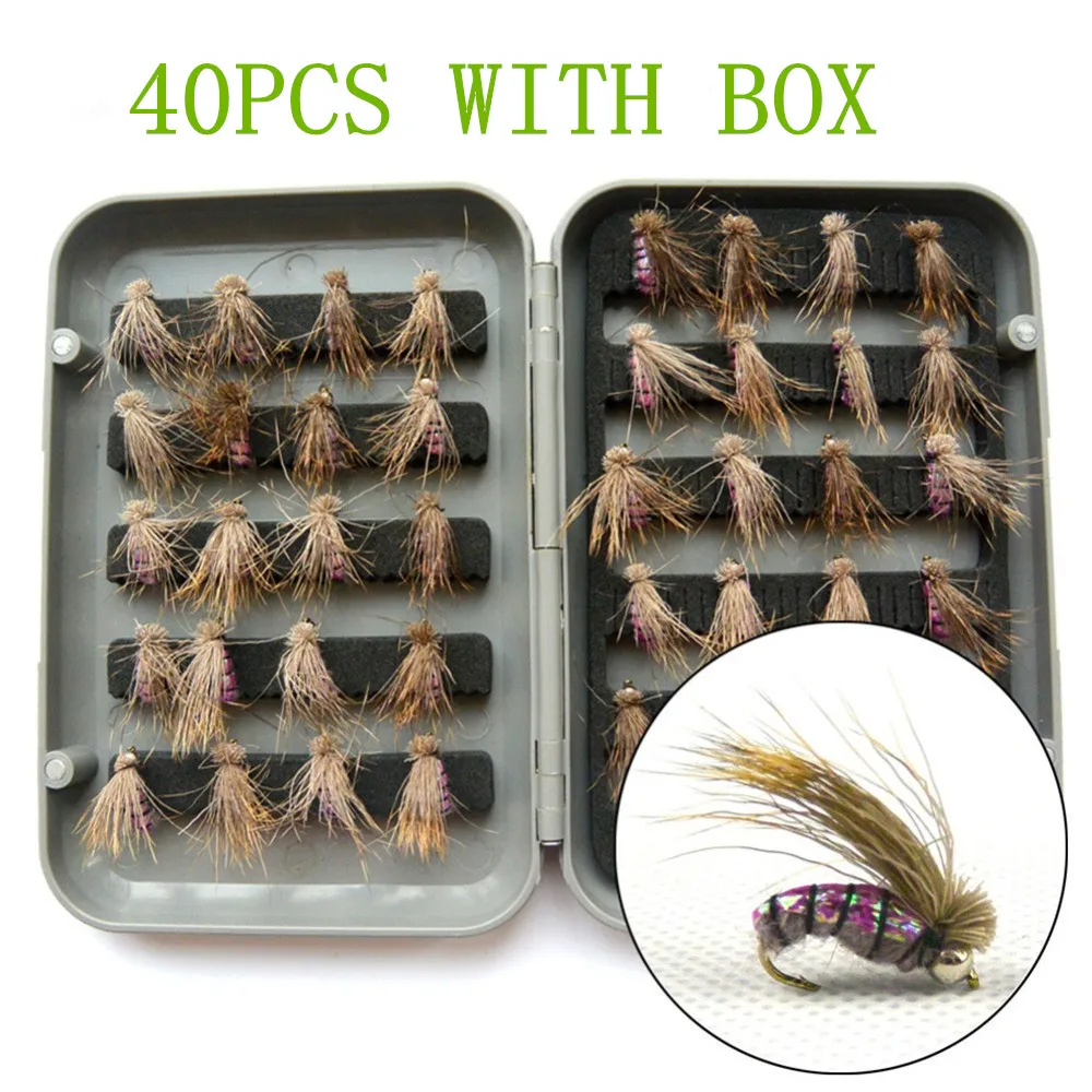 40 pcs/set Dry Fly Hooks Fishing Trout Salmon Flies Fish fishing Single Hook | Спорт и развлечения