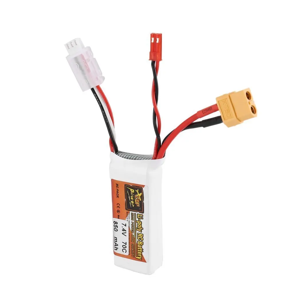 

ZOP Power 7.4/11.1/14.8V 850mAh 70C 2S 1P Lipo Battery JST XT60 Plug Rechargeable for RC Racing Drone Helicopter Car Boat Model