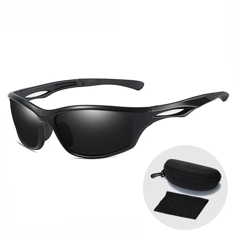 

High Quality Classic Mens Outdoor Sports Sunglasses Rectangle Plastic FramePolarized UV400 Goggles Driving Sun Glasses with Case
