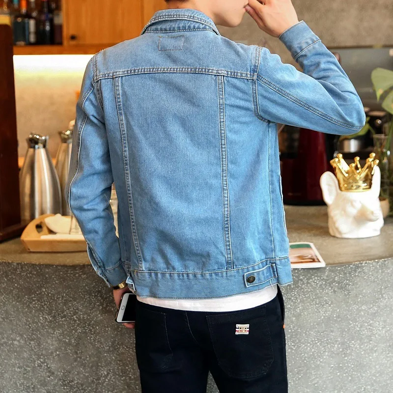 Solid Casual Slim Mens Denim Jacket 