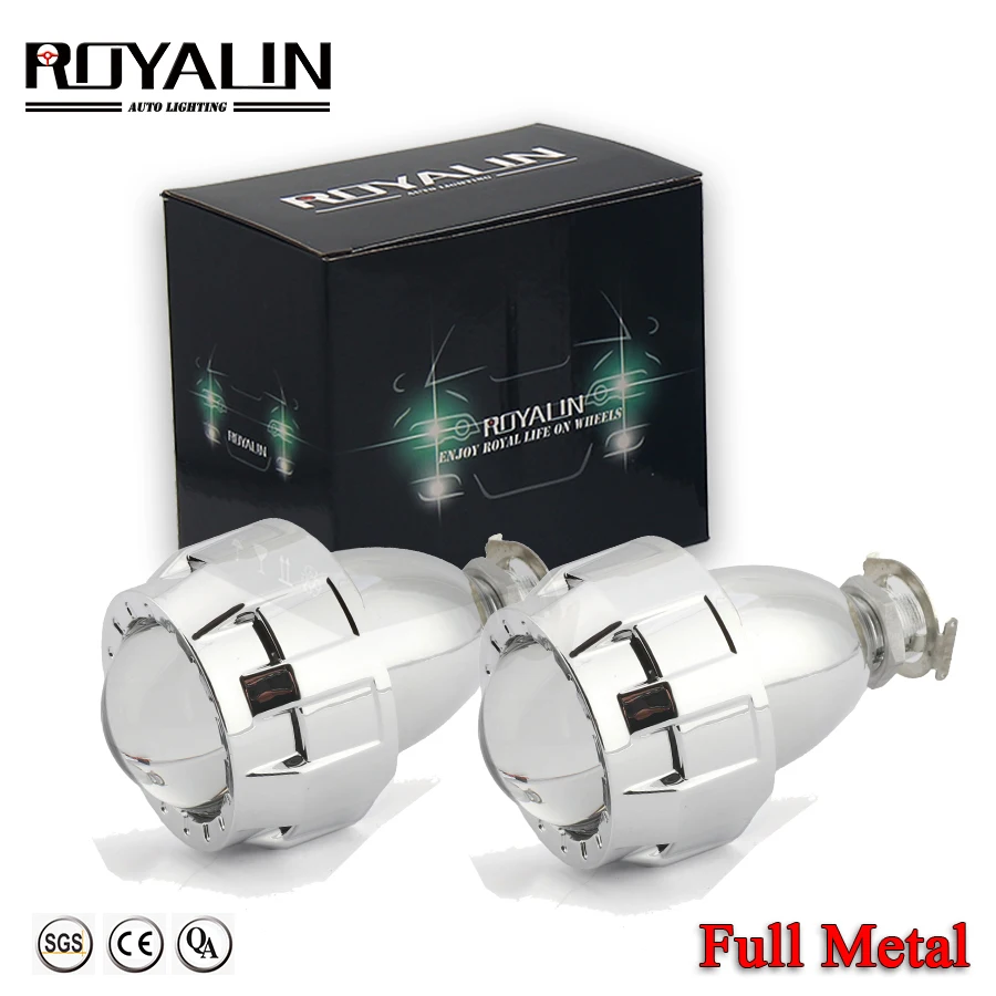 ROYALIN سيارة التصميم 2.0 HID بي زينون العارض عدسة المعادن W/البسيطة جاتلينج بندقية كفن لدراجة نارية H1 h7 H4 التحديثية