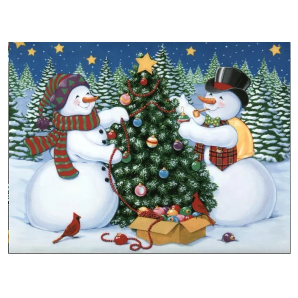 

DIY Diamond Painting Winter snowman christmas tree snow scenery diamond embroidery full snowman christmas diamond painting