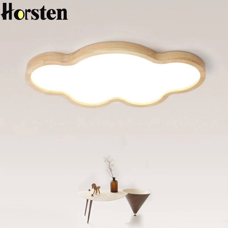 Nordic Japanese Creative Clouds LED Ceiling Lamp Wooden 24W Child Baby