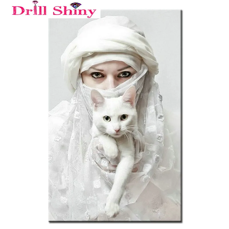 

DIY Diamond embroidery icon 5d diamond painting cross stitch girl and cat diamond mosaic sale painting rhinestones Home decor