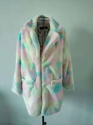 Осенне-зимнее женское пальто размера плюс, повседневное однотонное пальто из искусственного меха, женское винтажное пальто с длинным рукавом, меховые куртки casaco feminino - Цвет: Многоцветный