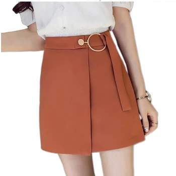

Korean Elegant Slim Women Short Skirt Spring Summer Irregular Lace Up Skirts Saia Midi High Quality Office Mini Faldas Mujer