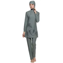 Размера плюс Мусульманский купальник женский скромный цветочный принт полный купальник ислам ic хиджаб ислам бикини пляжная одежда купальный костюм