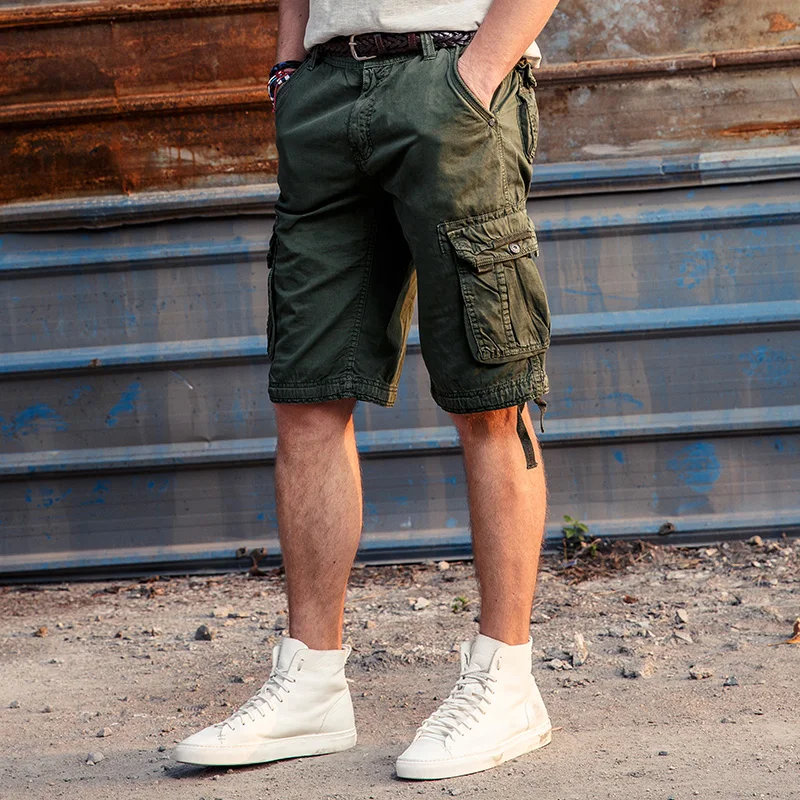 

MASCUBE 2017 Hot Camouflage Cargo Military Shorts Men Outwear Cotton Loose Work Trousers Multi Pockets Army Casual Masculino