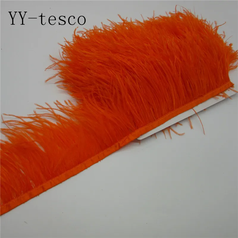 Новинка! высокое качество 5-10 метров страусиных перьев ленты, перо Длина 8-11 см/DIY Аксессуары для одежды - Цвет: Orange