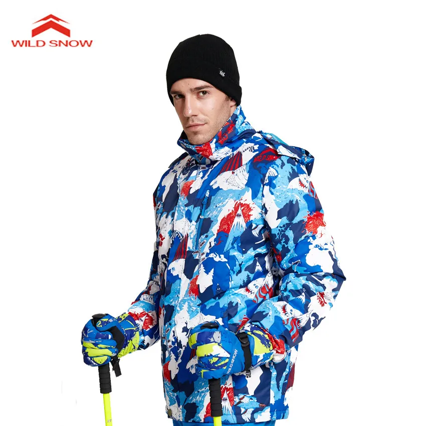 

WILDSNOW Men's Winter Ski Jacket Windproof Waterproof Thermal Outdoor Sports Snow Hiking Skiing Snowboarding Camping Coats MI018
