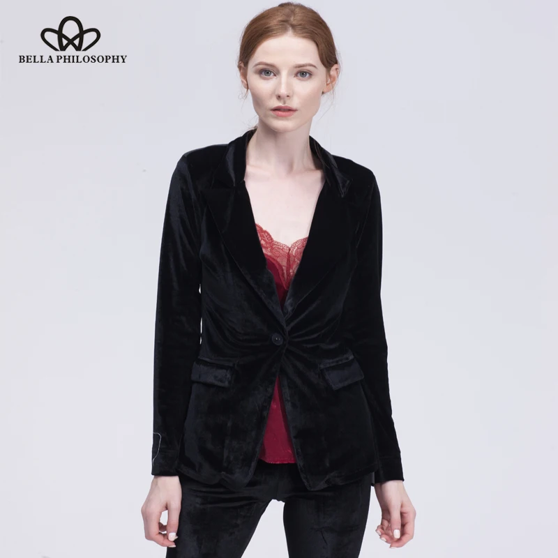 Bella philosophy бархатный блейзер пальто женский костюм Блейзер повседневное черное пальто женский красный блейзер для дам верхняя одежда