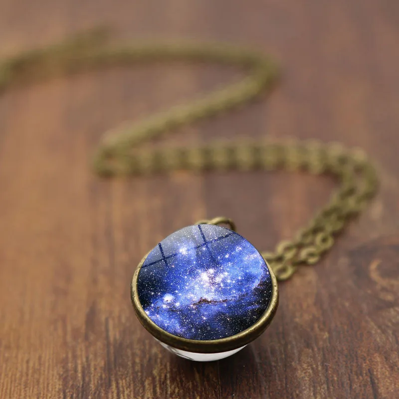 

LKO new arrive Time Gem Universe Handmade Custom Star Necklace Double-sided Glass Ball Pendant