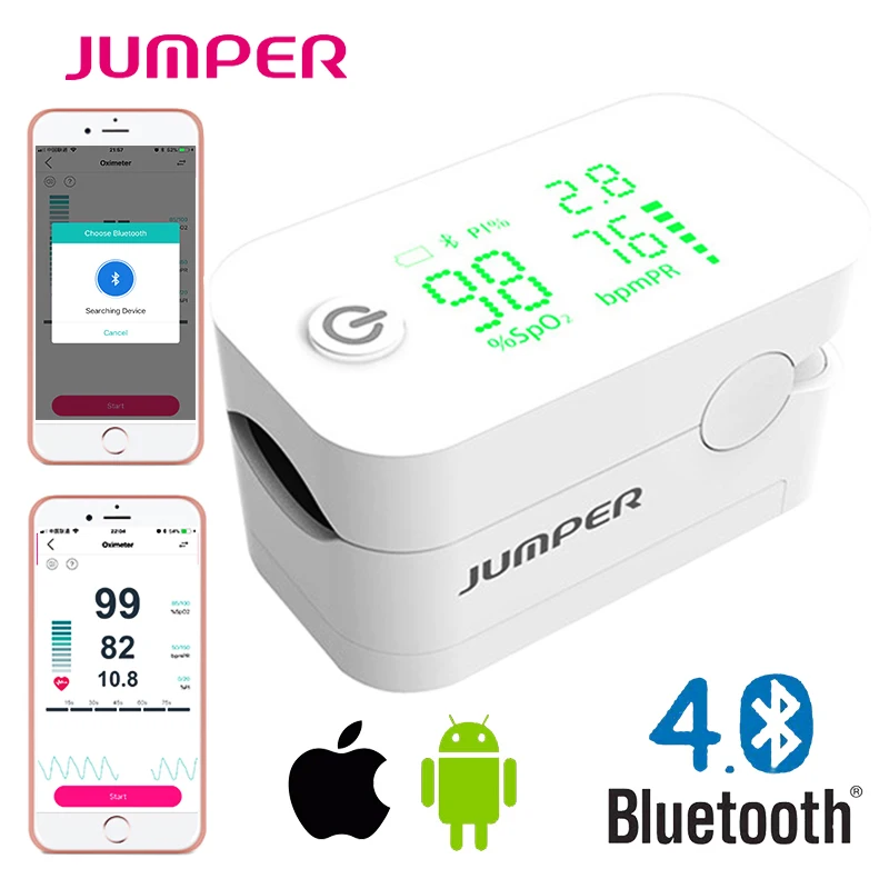 Billige Jumper Neue Finger pulsoximeter Mit Bluetooth Fingertip Oximetro de pulso de dedo LED Pulsoximeter Saturator Pulsioximetro