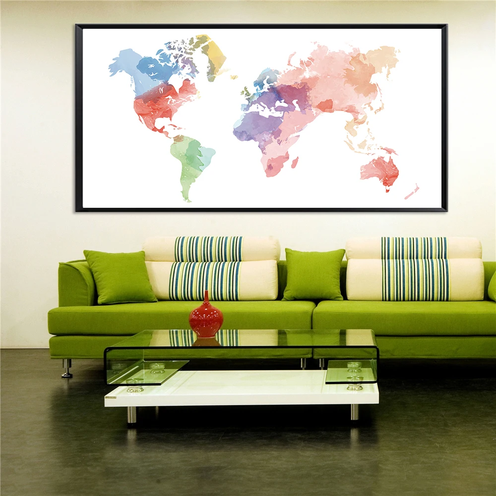 

World Map Poster Nordic Watercolor Map Canvas Painting Abstract Art Wall Pictures for Living Room Modern Decoration Wall Decor