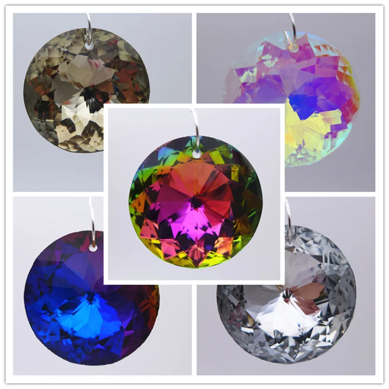 

30mm ceiling crystal chandelier round Glass Lamp pendants Prisms hanging drop Parts wedding Light Decorations rainbow k9 12pcs