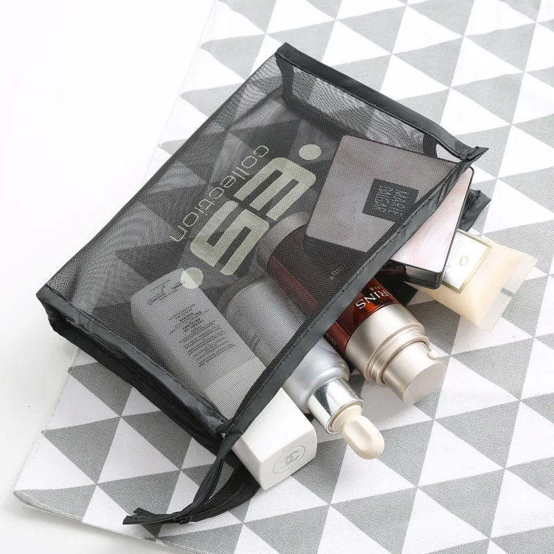 Casual Travel Cosmetic Bag Black Japanese Women Zipper Make Up