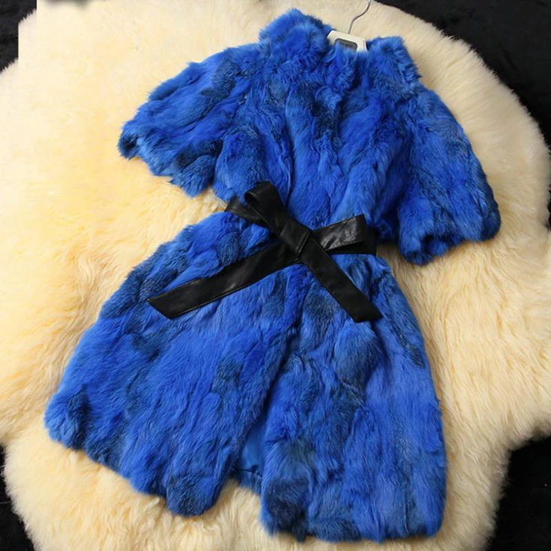 DL7002 Free Shipping Genuine Rabbiat Fur Coats Jackets Women Nature Fur Vest Waistcoat Real Rabbit Fur Vest Plus Size