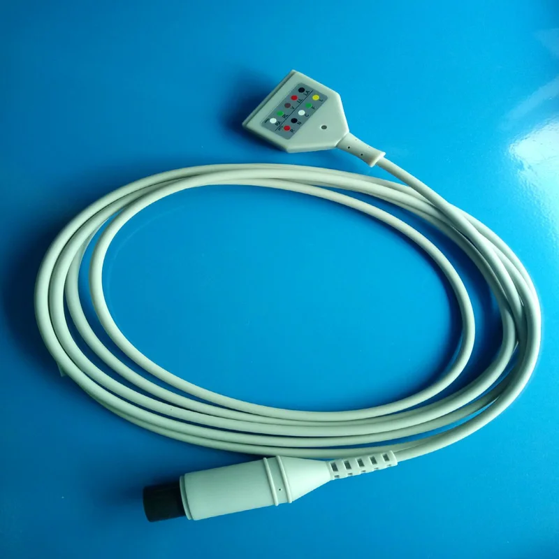 Совместим с BCI CSI GE Nellcor Niho ECG машиной DIN trunk cable 6pin к 5pin 5 свинца прямой соединитель. |