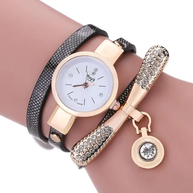 MINHIN Women Fashion Bracelet Watch Leather Strap Quartz Wristwatch Gold Crystal MINHIN Women Fashion Bracelet Watch Leather Strap Quartz Wristwatch Gold Crystal