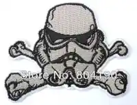 RETRO STAR WARS Storm Trooper Helmet Cross X Bones MOVIE Emo Goth Punk Rock Embroidered IRON ON and SEW ON Patch Badge