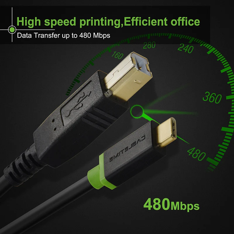 CABLETIME USB C 3.1 to USB 2.0 B M/M Scanner Printer Cable 2m Type C to Type B Charging Cord for Computer PC Laptop C002