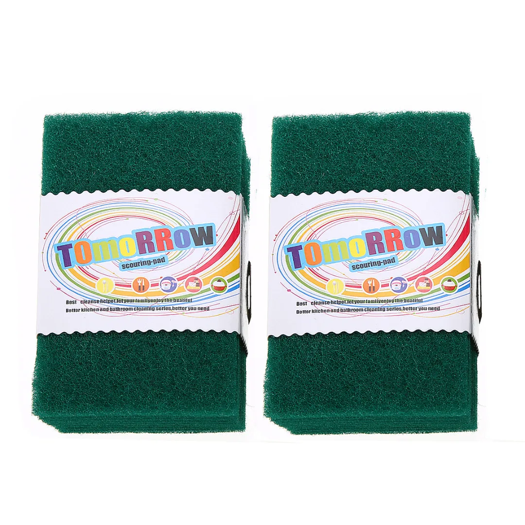 20pcs Green Sponge Dish Towel Cleaning Brush Kitchen Bowl Dishwash Clean Scrub Pads For Kitchen Household Washing Tool