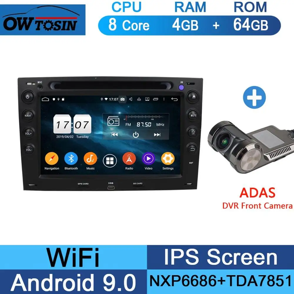 " ips 8 ядерный 4G+ 64G Android 9,0 автомобильный dvd-плеер для Renault Megane 2 ii 2003 2004 2005 2006 2007 2008 2009 CarPlay мультимедиа - Цвет: 64G Adas Camera