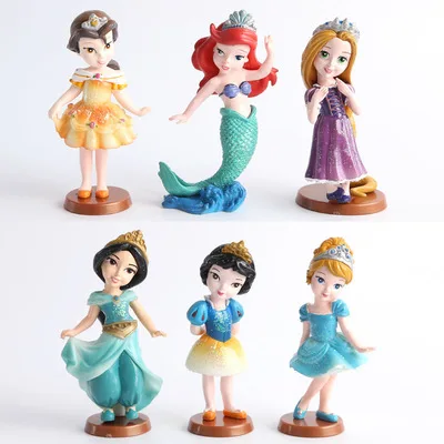 6Pcs/Set Disney Toys for Kids Classic Dolls Anime Princess
