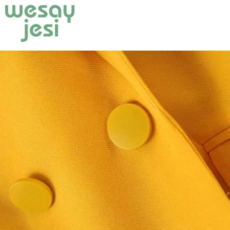 2019 Women Double Breasted chic blazer Office Lady Small Suit Jacket Ladies Leisure Yellow Lady's suit Coat Streetwear