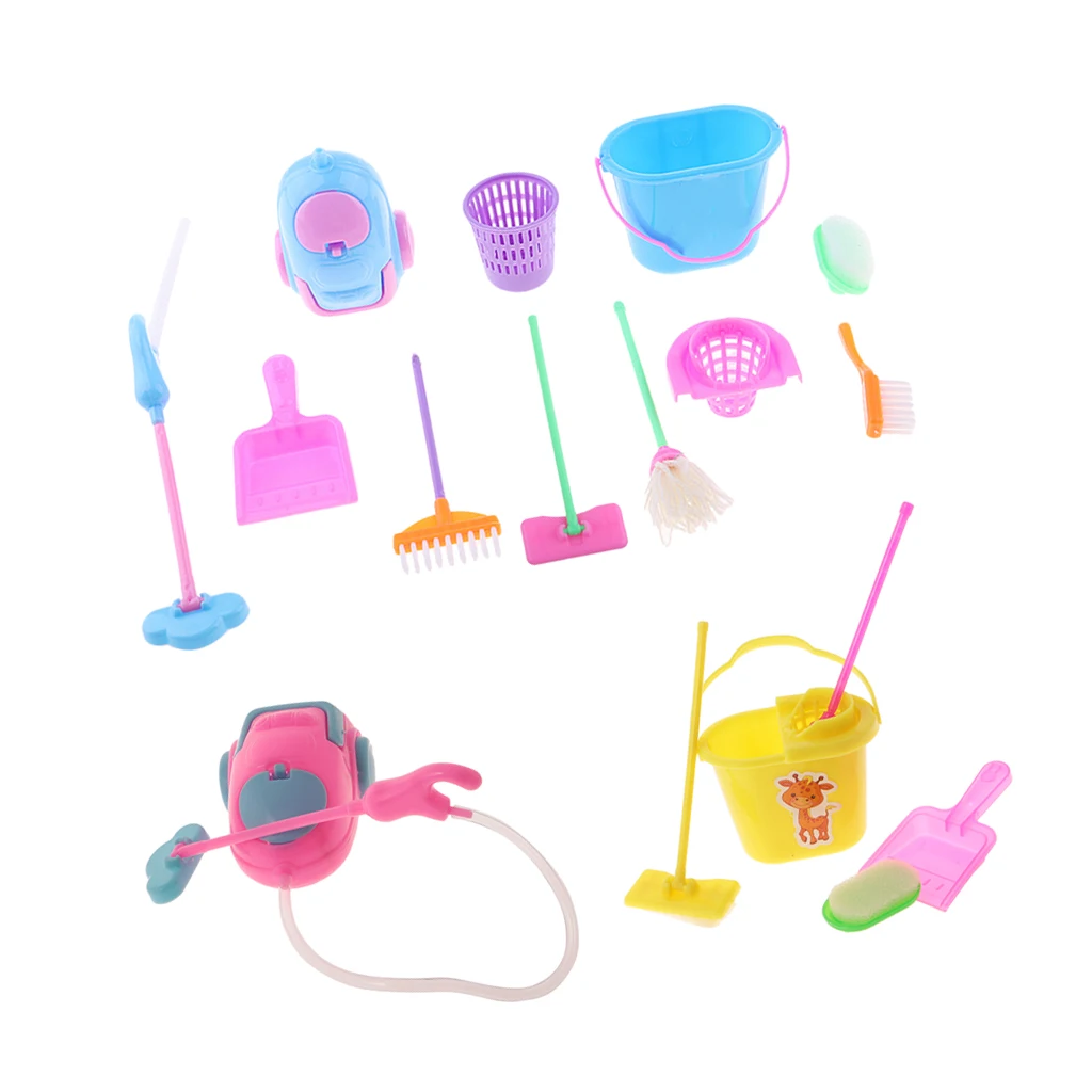 Childrens Cleaning Toys Set - Broom Mop and Pail Broom and Dustpan Toy Cleaning Housekeeping Supplies for Kids Pretend Play Toys