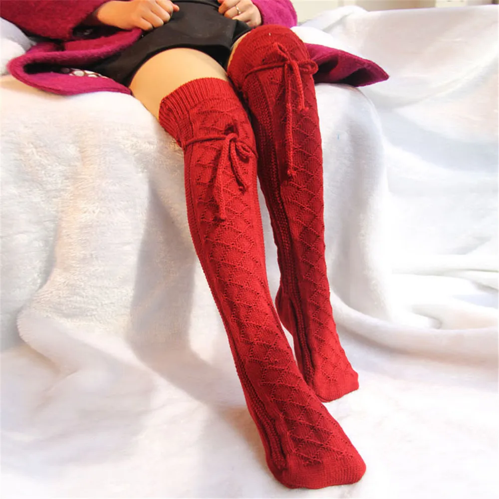 

Silm Womens Cable Knit Over knee Long Boot Winter Warm Thigh-High Soft Leggings transparent harajuku kawaii stockings