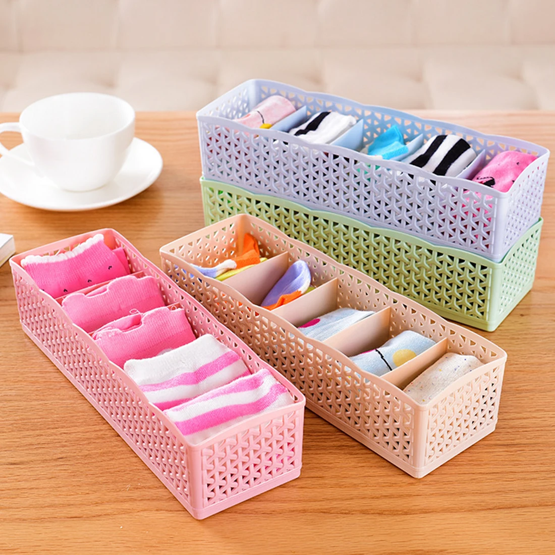 5 Grids Wardrobe Storage Box Basket Organizer Women Men Socks Bra Underwear Drawer Storage Box Plastic Container Organizer 5 Grids Wardrobe Storage Box Basket Organizer Women Men Socks Bra Underwear Drawer Storage Box Plastic Container Organizer