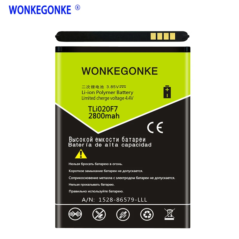 Wonkegonke TLI020F7 Батарея для Alcatel PIXI 4 5045D Pop 2 5042D C7 7040 7040D 7041 7041D J720 J720T J726T J726T-so2 Батарея