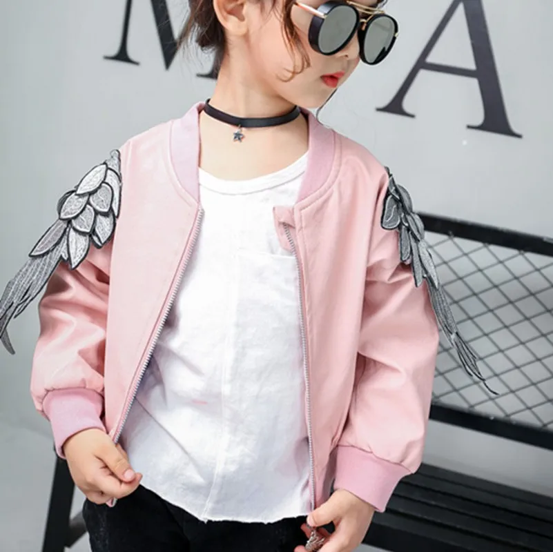 New Girl Leather Jacket Kinds coat V neck Collar Pink