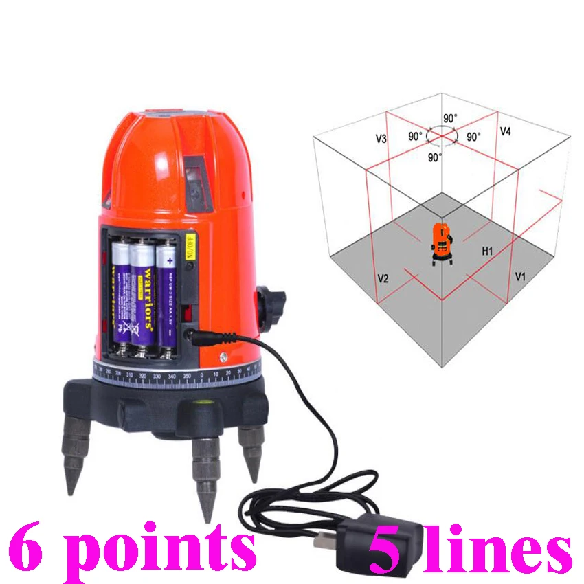 

High precision Laser level 5 line 6 point line red light instrument infrared light level outdoors for Building Construction
