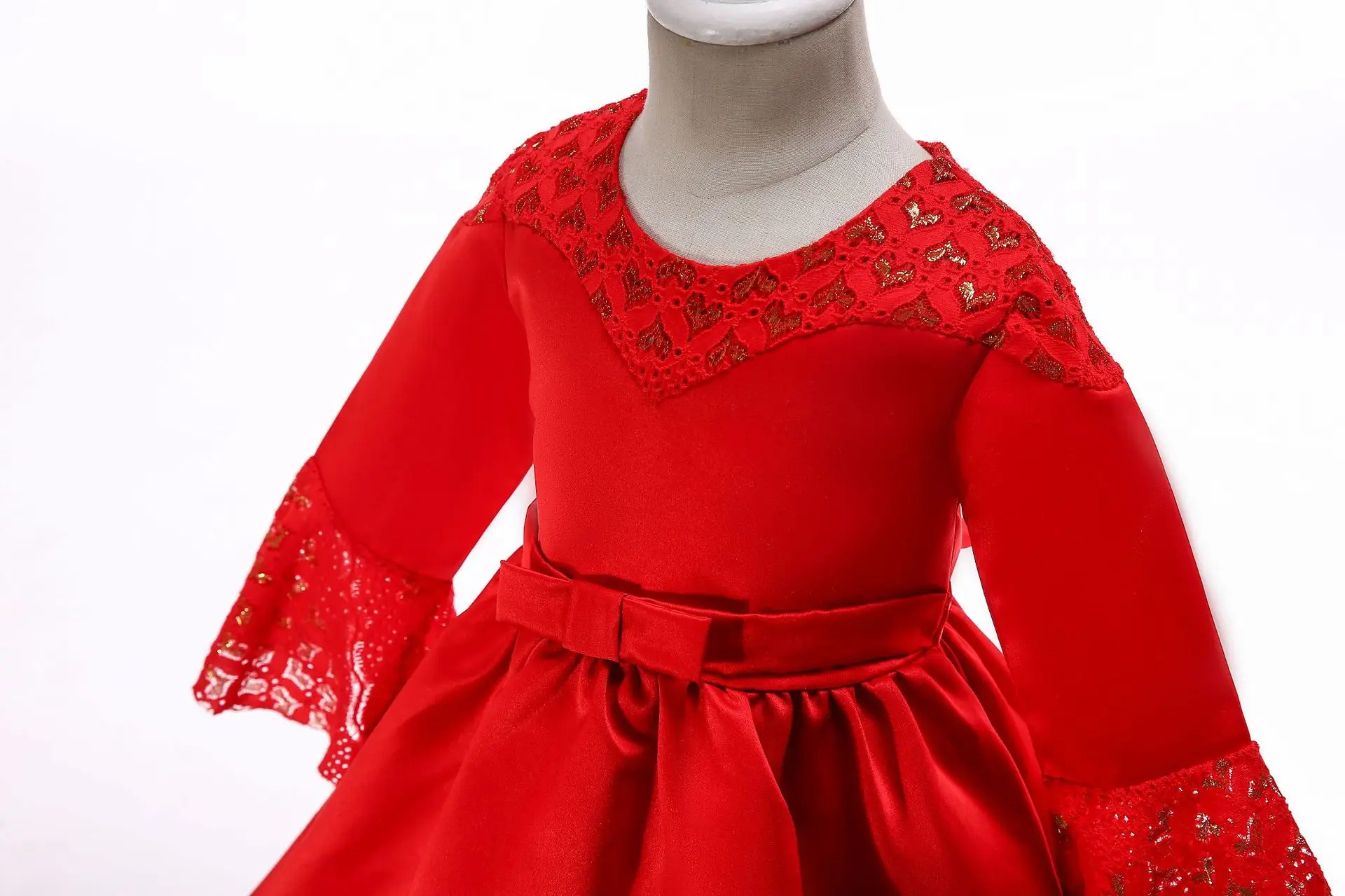 Мусульманские юбки для девочек новые 2019 Детские платья средние рукава кружевное платье дети принцесса платье девочки юбка мусульманское
