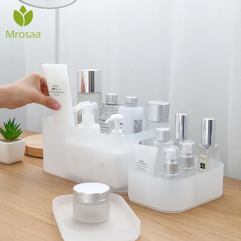 

PP Plastic Frosted Makeup Organizer Cosmetics Storage Container Drawer Home Office Desktop Sundries Jewelry Storage Box with lid