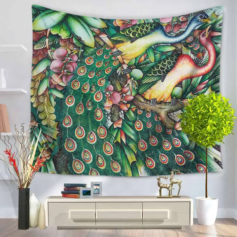 

Polyester Tapestry Printed Peacock Home Decoration Wall Blankets Hanging Multifunctional Bedspread Sheets Hippie Tapestry Tapiz