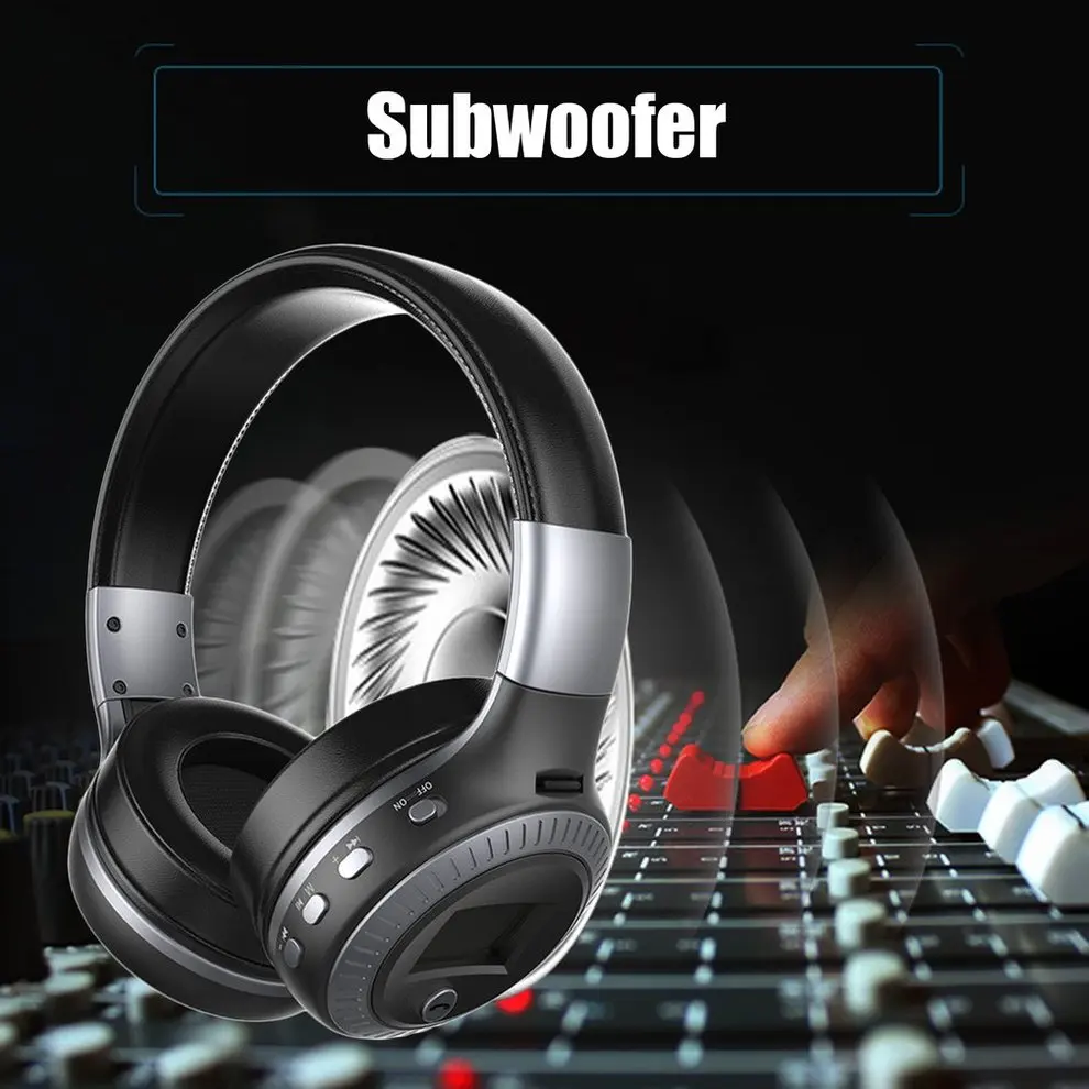 

2pcs Bluetooth Headphones B19 LCD Display Wireless Stereo Headsets Headphone With Mic Micro Security Digital Card Slot FM Radio