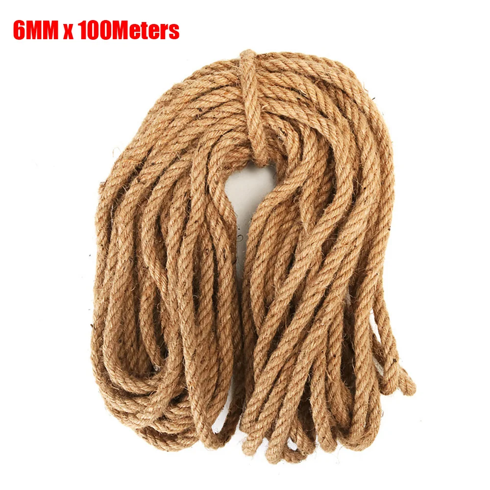 

6MM 100Meters Natural Jute Twine Arts and Crafts Jute Rope Heavy Duty Packing String for Gifts, DIY Crafts, Decoration, Bundling