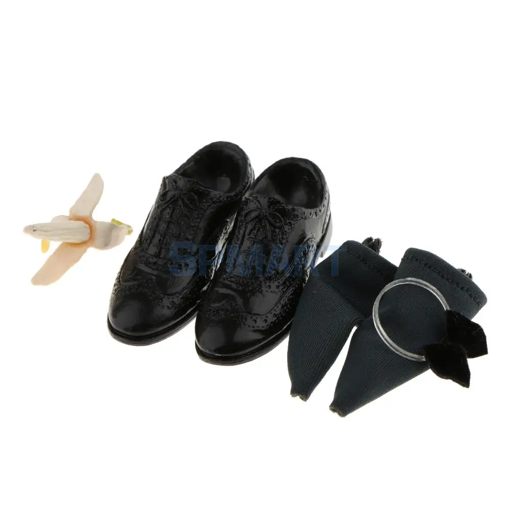 1/6 Scale Black Suit Coat Trousers Shirt Shoes Set Clothes for 12'' Male Action Figure Hot Toys Enterbay Mr.Bean Accessories