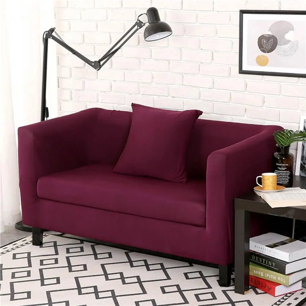 Meijuner Sofa Cover сплошной цвет эластичный чехол нескользящий тканевый диван-Чехол Набор все включено Пылезащитный для гостиной отеля - Цвет: Bean sand purple