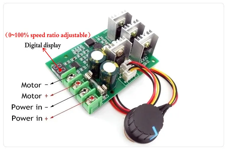 Цифровой дисплей ШИМ контроллер скорости двигателя постоянного тока дисплей 0~ Регулируемый модуль привода 6V12V24V36V48V60V Max30A