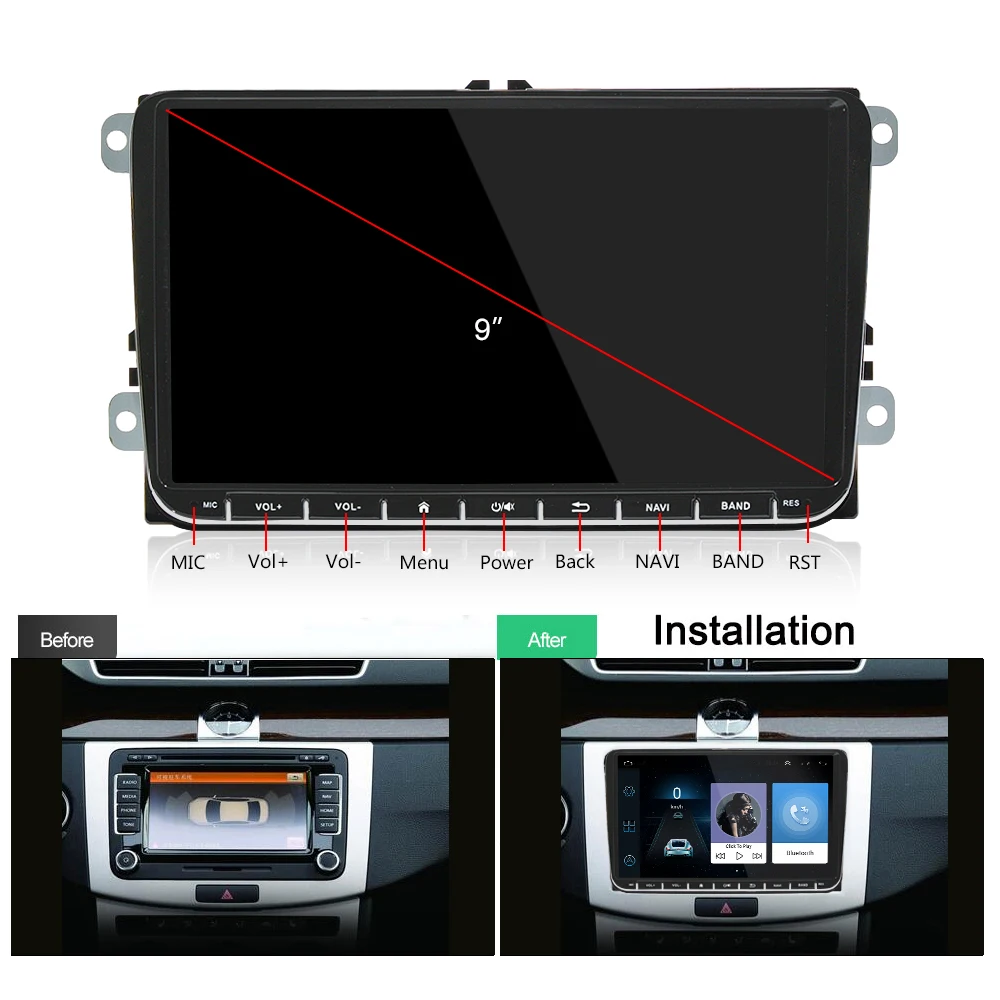 Top For VW Android Car Stereo Panlelo S5 2 Din GPS Navigation Head Unit Auto Radio AM/FM Music Video Multimedia Player For Polo Golf 4