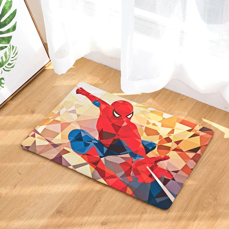 

HomeMiYN New Bath Mat Spiderman Digital Printing Geometric Superhero Bath Rug Kitchen Door Mat Foot Pad Mats Anti Slip Pads