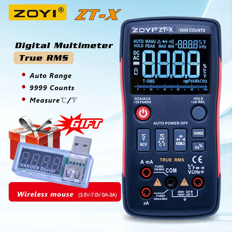 Najtaniej ZOYI ZT X cyfrowy multimetr woltomierz ac dc true rms multimetr automatyczny z NCV DATA HOLD wyświetlacz lcd z podświetleniem