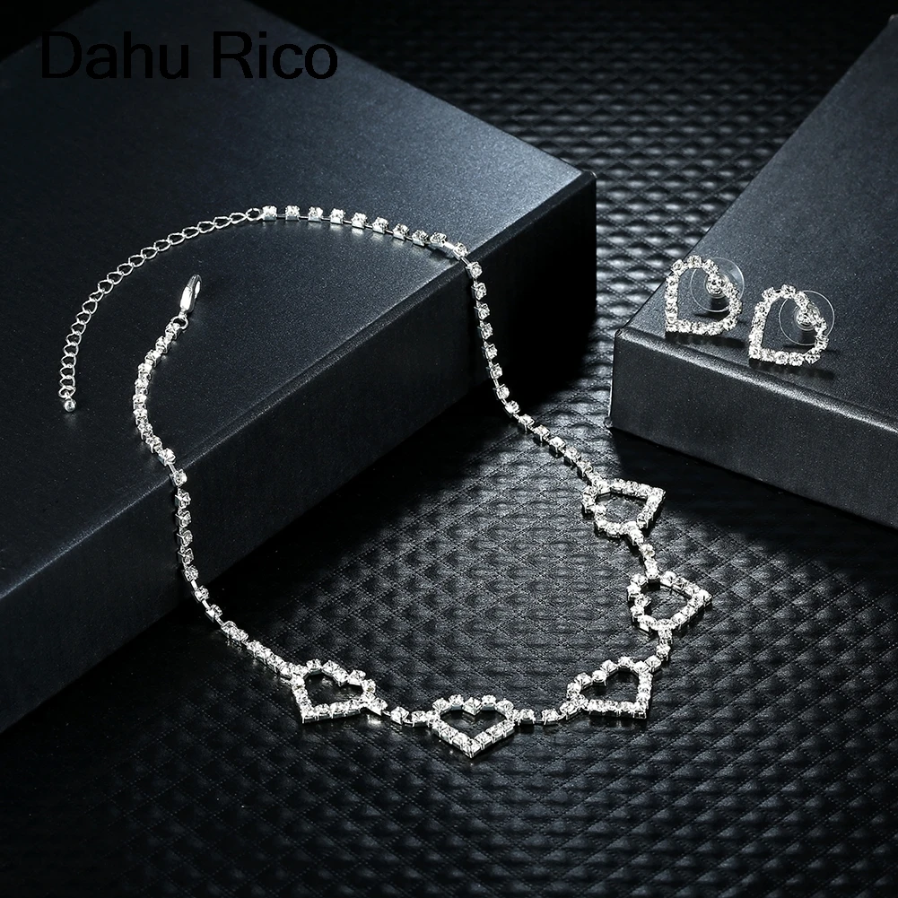 Сердце boucles d'oreilles pendientes наборы Свадебные украшения для невест серебряный цвет